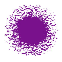 Round frame with bat silhouettes. Halloween traditional design element.