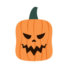 Scary pumpkins. Spooky design for Halloween isolated on a white background. Cute jack o lantern with different face expressions
