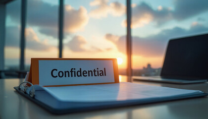 Fototapeta premium A sign that says confidential is on a table