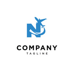 Letter N Aviation Plane logo icon vector