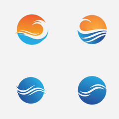 Water wave logo vector icon image