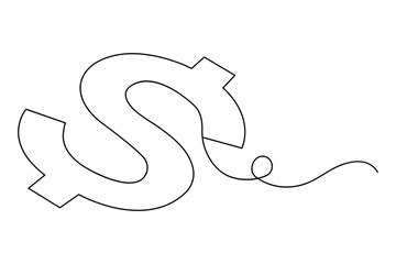 Continuous one line drawing of dollar sign Minimalism design outline vector