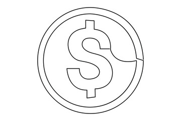 Continuous one line drawing of dollar sign Minimalism design outline vector