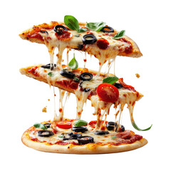 A Deliciously Cheesy Pizza Stacked High with Toppings and Glorious Strings of Cheese