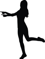 Woman pointing pose silhouette illustration