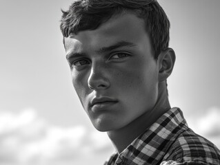 Fototapeta premium Young Man in Black and White