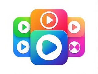 Colorful icons of a popular video sharing platform's logo on a white background, available for download, ideal for