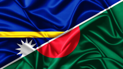 Obraz premium United waving flag of Nauru and Bangladesh