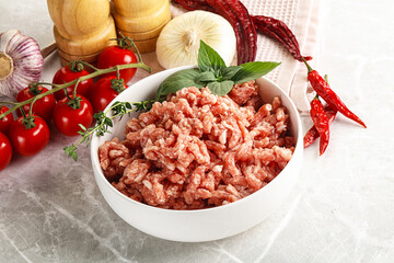 Raw minced pork uncooked meat