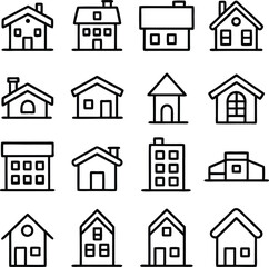 Fototapeta premium Refined House Symbols Line Art