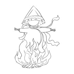 Maslenitsa Effigy Linear Sketch Drawing