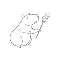 Capybara with a torch funny postcard