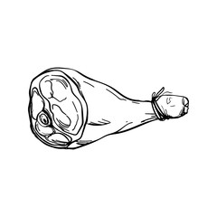 Smoked jamón leg, traditional food sketch