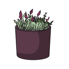 Flowers in a pot, plants for the garden icon. Just a drawing of flowers in clay pots for the interior.
