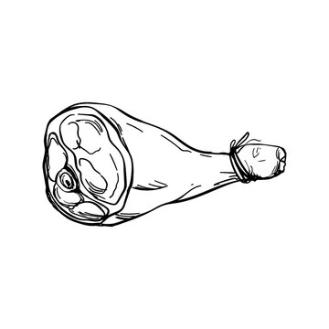 Smoked jam&oacute;n leg, traditional food sketch