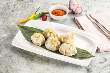 Chinese traditional steamed dumpligs momo