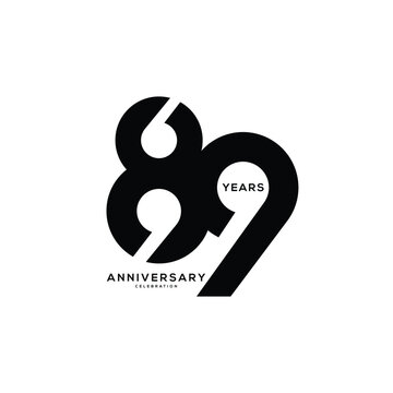 89 Logo, 89th Anniversary Logo, Black Color, 89 birthday Logo,  Vector Template Design element for invitation, wedding, greeting card illustration.