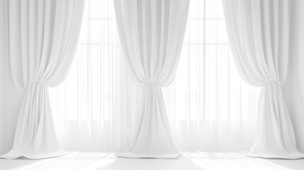 Soft white curtains background for graphic design or wallpaper.