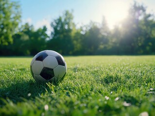 Fototapeta premium Soccer Ball on Green Field