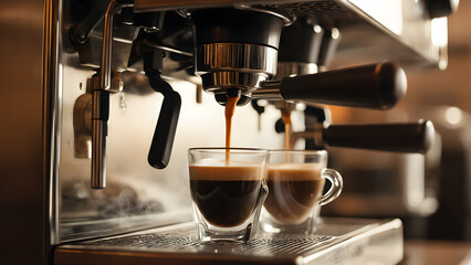 espresso machine pouring espresso