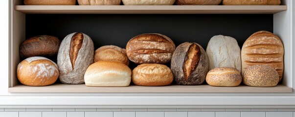 A 3D model of a bakery s window display featuring an assortment of artisanal bread, 3D model, window display, artisanal bread