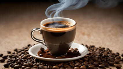 Fototapeta premium cup of coffee with beans