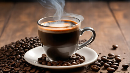 Fototapeta premium cup of coffee with beans