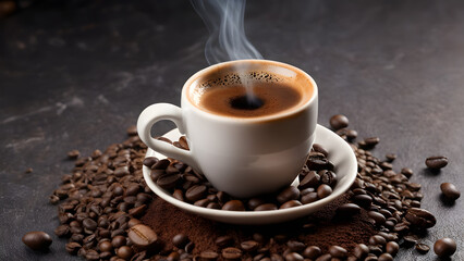 Obraz premium cup of coffee with beans