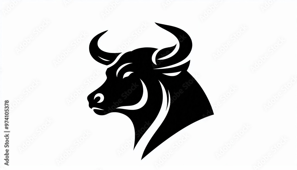 Canvas Prints black bull head silhouette logo design