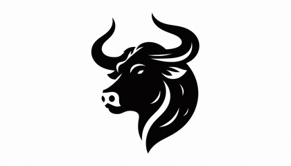 Fototapeta premium Black Bull Head Silhouette Logo Design
