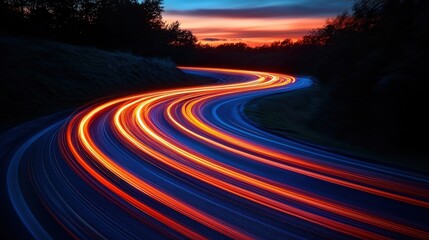 Naklejka premium Light trails forming dynamic patterns, organic shapes, vibrant and energetic.