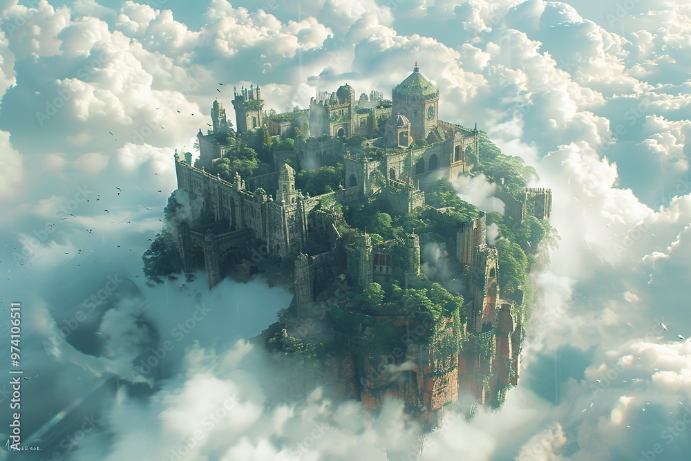 Wall mural Floating Castle in the Clouds