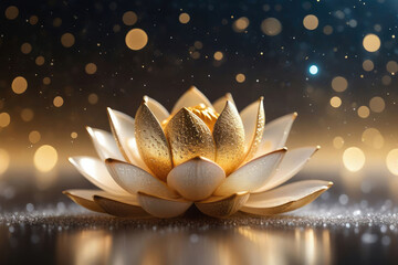Luxury gold zen lotus flower background.