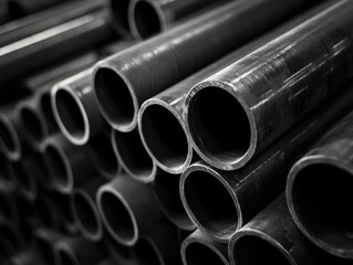 Fototapeta premium Stacked pipes in industrial setting
