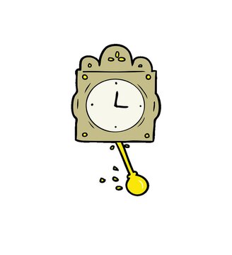 cartoon ticking clock with pendulum