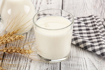 Organic milk in the glass