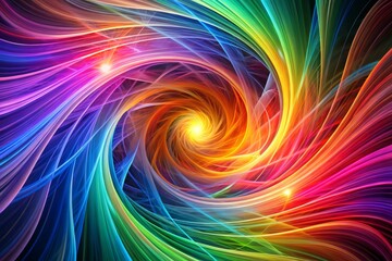 Fototapeta premium Colorful swirling vortex of abstract curved lines and shapes, symbolizing dynamic energy, movement, and transformation