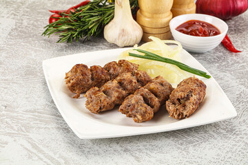 Beef kebab minced meat with onion