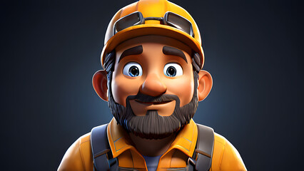3D Cartoon-Style Gold Miner Character in a Vibrant Mine Setting