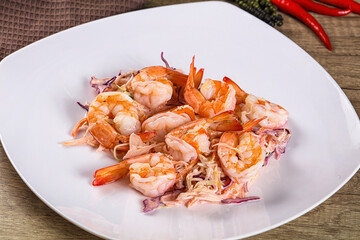 Shrimp cocktail with salad and sauce