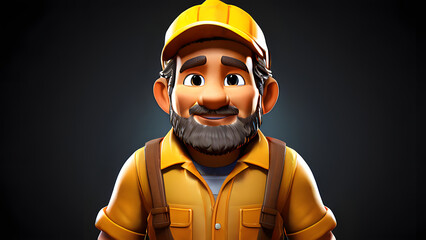 3D Cartoon-Style Gold Miner Character in a Vibrant Mine Setting