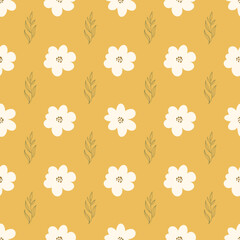 Obraz premium Abstract floral seamless pattern vector background. Vintage floral seamless pattern with small flowers and leaves.