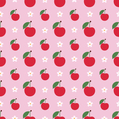 Red cherries seamless pattern background. Seamless cherry vector pattern design.
