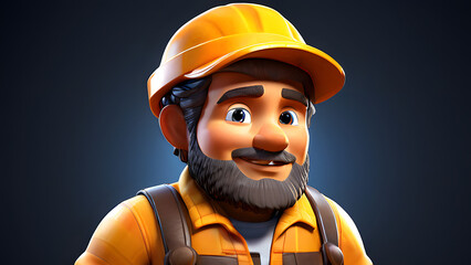3D Cartoon-Style Gold Miner Character in a Vibrant Mine Setting