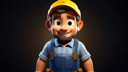 3D Cartoon-Style Gold Miner Character in a Vibrant Mine Setting