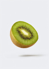 beautiful kiwi fruit flying in the air, food fresh fruit photography, isolated in white background