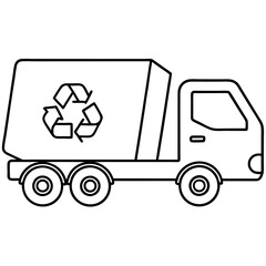 recycling truck outline coloring book page line art drawing