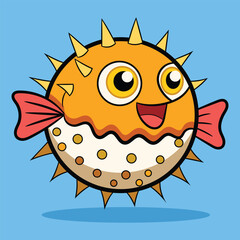 Hand drawn puffer fish vector cartoon illustration  © SHOEB AKTER