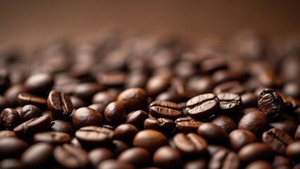 Close-up view of an abundance of roasted coffee beans, showcasing their rich texture and color.