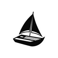 A silhouette of a sailboat with keyboard style Isolated On White Backgrounds.